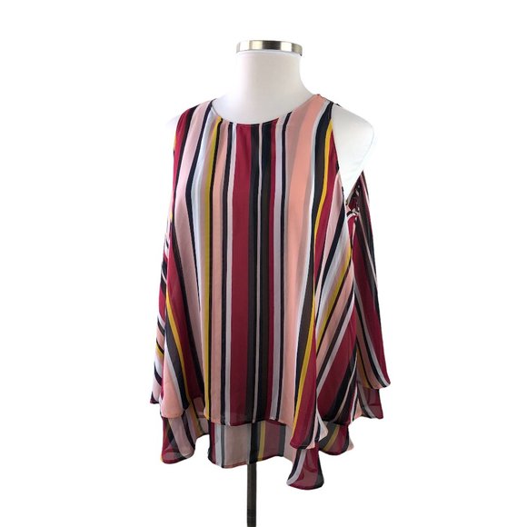 Lane Bryant Tops - Lane Bryant Striped Sleeveless Blouse Overlay Top H11237